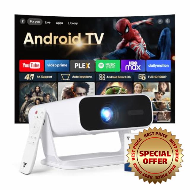2026 New Smart Projector Built-in Apps Android 14 Native 1080P 4K Supported                                                          WiFi 6 Bluetooth 5.4