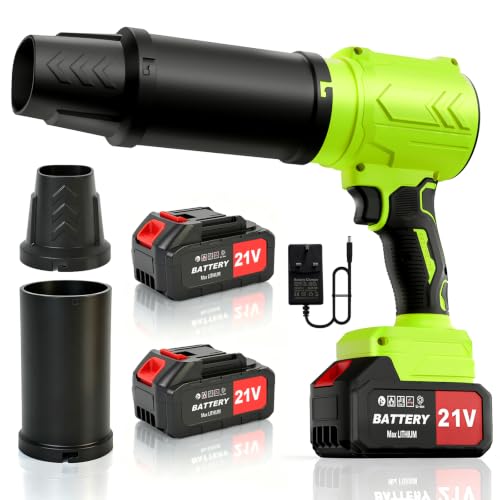 950000RPM Powerful Garden Blower with 2*4 Ah Battery                                                          21V Lightweight Handheld Blower & Car Dryer for Lawn