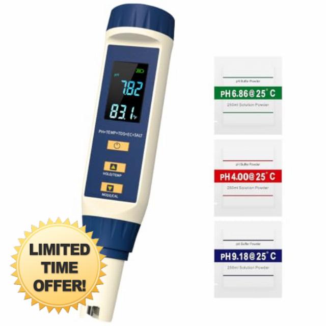 Water Quality Tester 5 in 1 Professional with Back Light