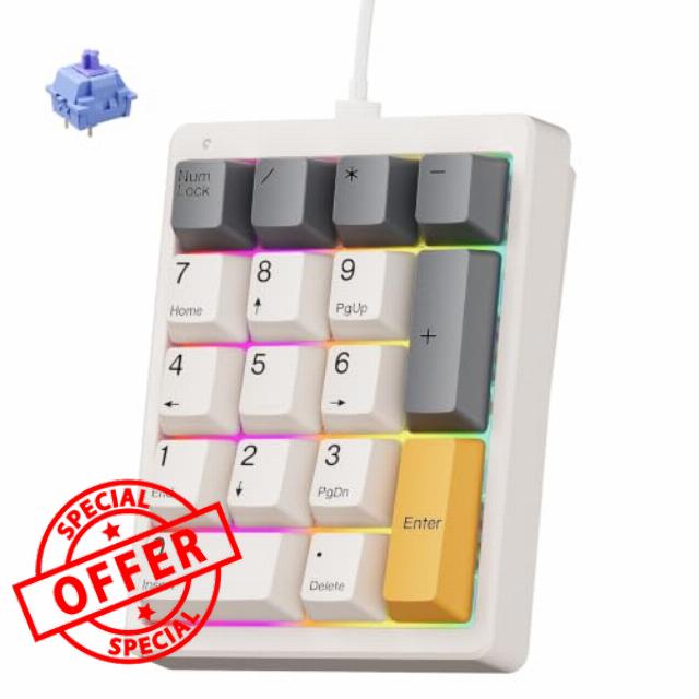 Kisnt MF17 Wired QMK/VIA Mechanical Numpad for Excel Financial Data Entry                                                          QMK/VIA Programmable