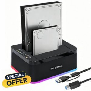 Hard Drive Docking Station for 2.5/3.5 inch SATA HDD SSD                                                          Dual Bay Hard Drive Dock