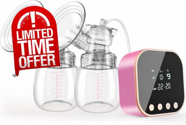 Lulia 4 Modes & 9 Levels Double Electric Breast Pump Strong Suction Portable Breastfeeding Pump