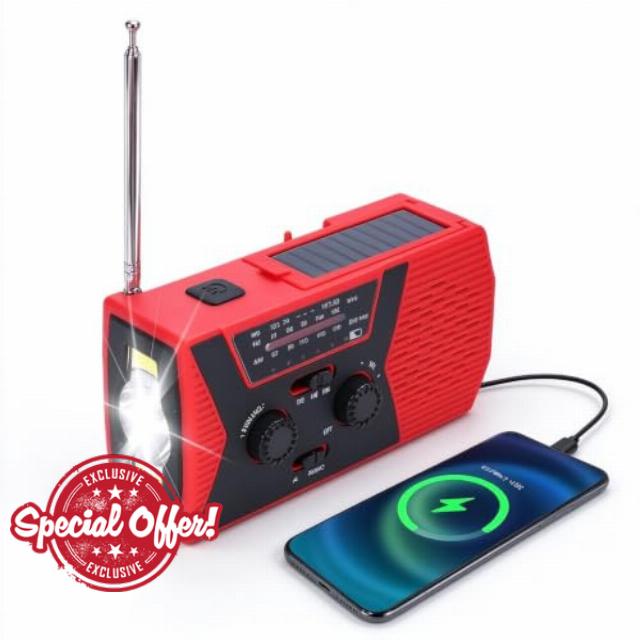 Emergency Radio with Crank and Solar