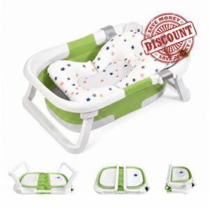 Cochildor Foldable Baby Bath Tub with Cushion & Thermometer
