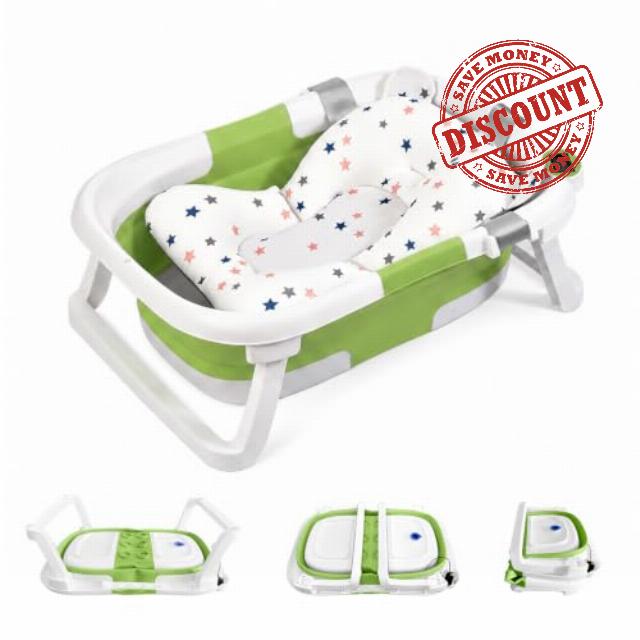 Cochildor Foldable Baby Bath Tub with Cushion & Thermometer