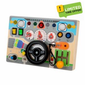 Amagogo Dashboard Busy Board with Steering Wheel Fine Motor Skills Vehicle Dashboard Activity Toy Open-Ended Children's Busy Board Toy for Young Childre