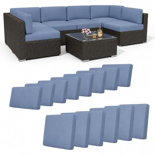 Patio Furniture Rattan Corner Sofa Seat Protectors (Gray-Blue)