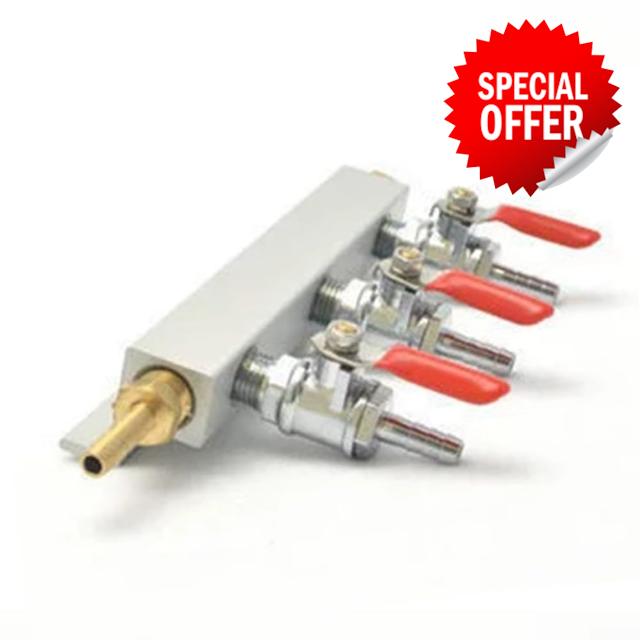 2-Way Beer Gas Manifold 1/4 Barb Aluminum Splitter(B)                                                          2-output splitting