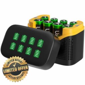UseNiy rechargeable AAA and AA batteries with 8 bays charger                                                          4 x AA 2800mA and 4 x AAA 1100mAh