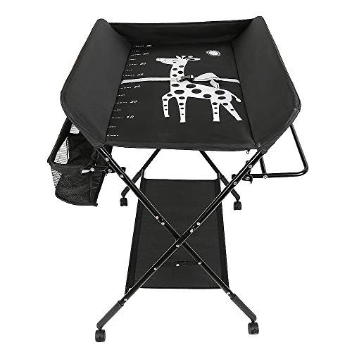 Foldable Baby Changing Station with Storage Basket & Lower Shelf