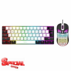 LICAEVEY Wired Gaming Keyboard 61 Key Rgb Backlit Compact Design (White                                                          ABS Shell