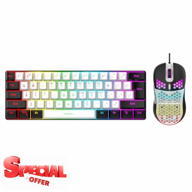 LICAEVEY Wired Gaming Keyboard 61 Key Rgb Backlit Compact Design (White                                                          ABS Shell