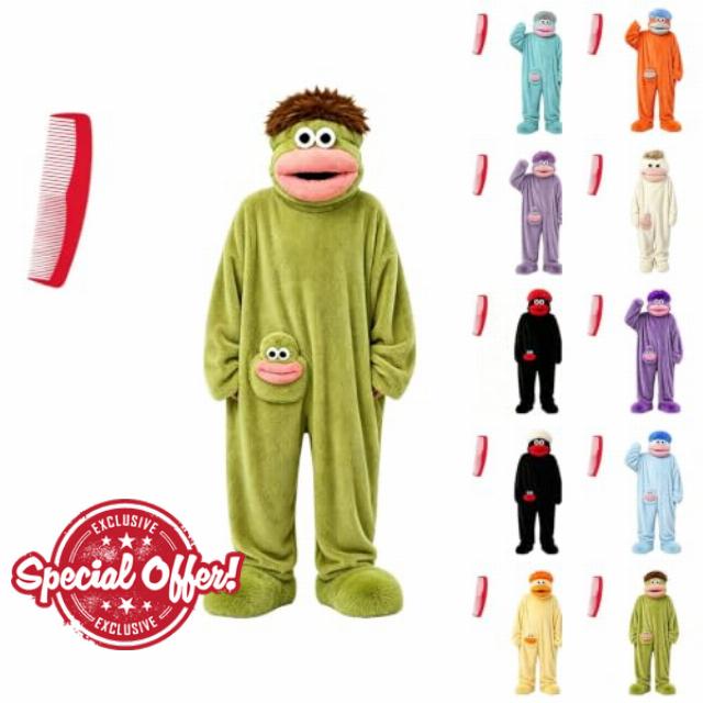 Silly Onesie Boys Girls Jumpsuit Unisex Ultra Soft Plush Hooded One Piece Overall Green Funny Monster Jumpsuits Silly Big Mouth Monster Jumpsuit for Family Fun and Cozy Relaxing Cosplay 2-13 Years