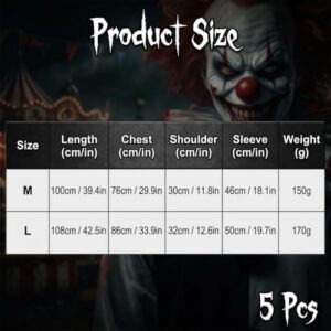 Scary Halloween Clown Cosplay Outfit Size M                                                          Scary Halloween Costumes with Mask