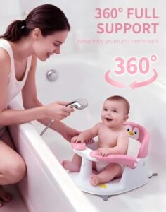 Non-Slip Baby Sit Up Bath Seat Baby 6+ Months with Open Backrest & Armrest