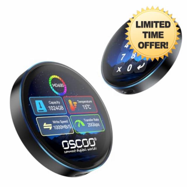 1TB Touchscreen Encrypted External SSD with Smart Display