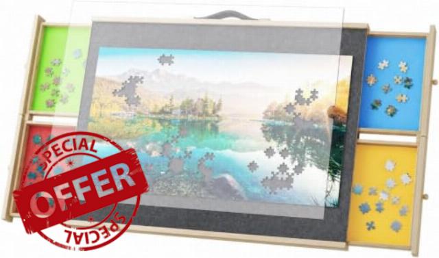 DWVO Jigsaw Puzzle Board with 4 Drawers for 1500 Pieces