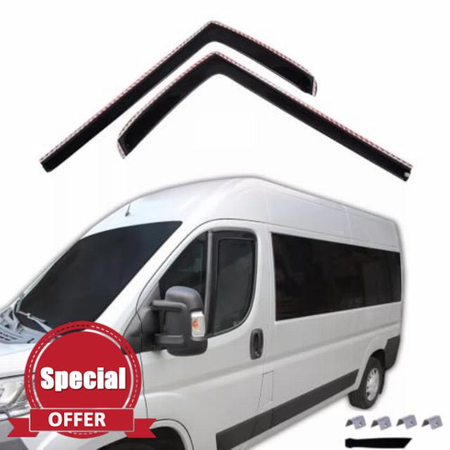 In-Channel Wind Deflectors Rain Guard Visors 2 Pcs For Boxer 2006–2024 / Relay 2006–2024 /Movano 2022–2024 /Ducato 2006–2024