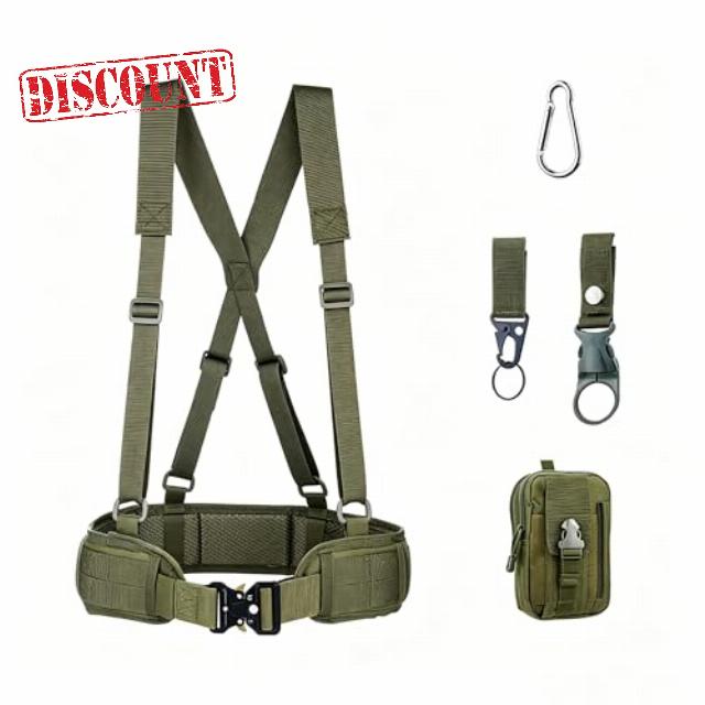 Tactical MOLLE Battle Belt Set with Suspenders