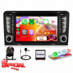 8 Core 4G+64G Car Radio Stereo for Audi A3 Mk2 (8P) 2003-2012 5GWifi