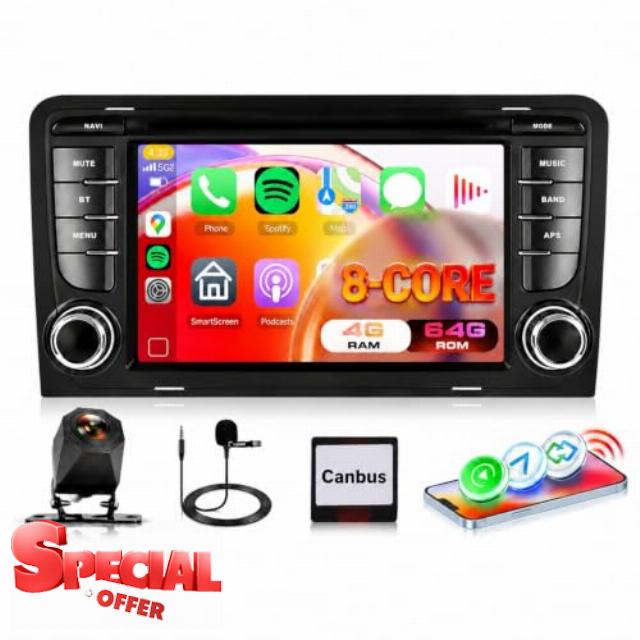 8 Core 4G+64G Car Radio Stereo for Audi A3 Mk2 (8P) 2003-2012 5GWifi