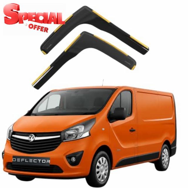 Wind Deflectors for Opel Vivaro/Vauxhall Vivaro 2014-2019 Wind Deflectors 2-pieces Set Keep Your Car Ventilated In Rain - Reduce Wind Turbulence- dark tinted window visors