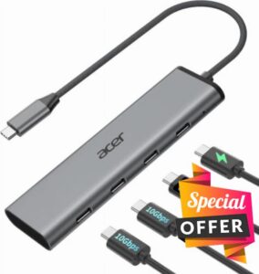 Acer 10Gbps USB C Hub with 4K@60Hz USB-C Display Output