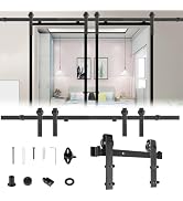 6.5FT/200CM Sliding Barn Door Track Kit, Black for Single Wood Door | Quiet Rolling Track Anti-Sl...