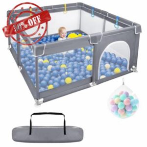 Baby Playpen 127x127cm Kids Play Pen Toddlers Fence with Balls                                                          Portable Large Activity Centre Play Yard with Breathable Mesh