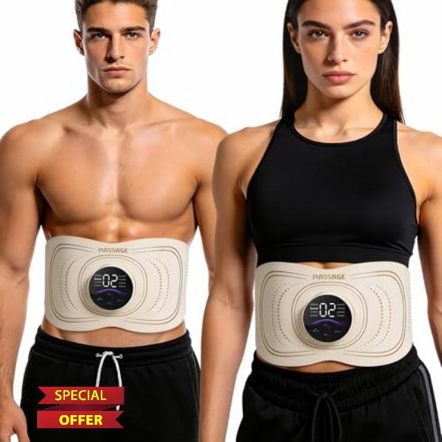 4-in-1 Smart Wireless Abs & Lower Back Massager Belt-EMS Muscle Stimulator Red-Light Constant Heat Combined Therapy