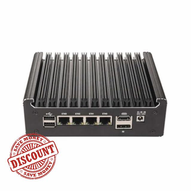 Fanless N150 Firewall Mini PC 4x 2.5G I226 LAN DDR4 Home Server                                                          fanless firewall mini pc n150 route