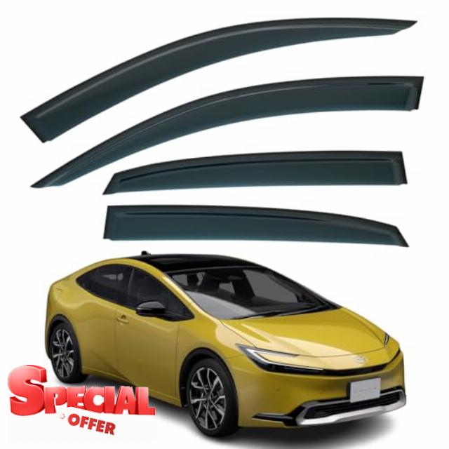 Set Of 4 STICK-ON Wind & Rain Deflectors For TOYOTA PRIUS 2023 2024 2025 2026 2027 Models.New PRIUS XW60 Rain Guards