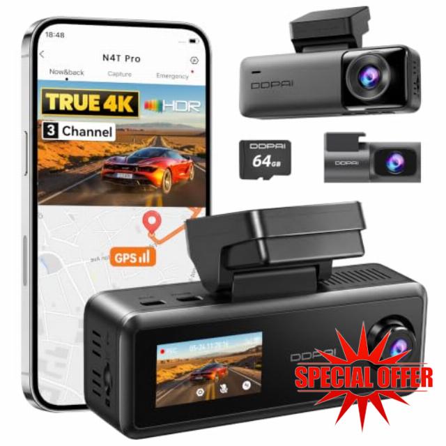DDPAI N4T Pro 3 Channel Dash Cam 4K