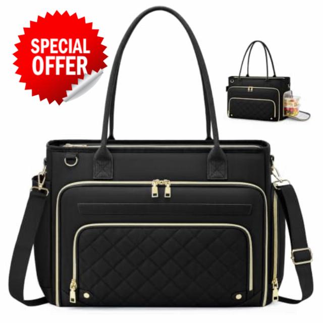 RAINSMORE 15.6 Inch Laptop Bags for Women Multifunctional Work Briefcase                                                          Work Bags for Women with Lunch Pocket