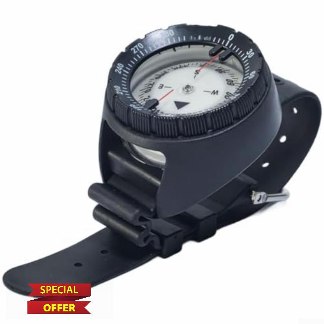Waterproof Scuba Diving For Compass Wrist Mounted Featuring Glow In For Dark For Dial For Low Light Navigation Black Colo