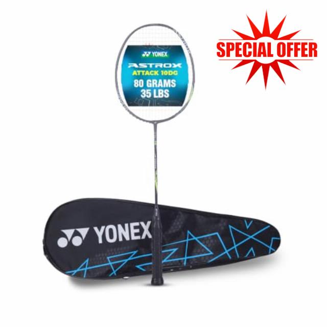 Yonex Astrox Attack 10DG Ultra Strong| Made with Japanese Graphite|Strung Badminton Racquet with Full Cover 80 Grams - 32 Lbs