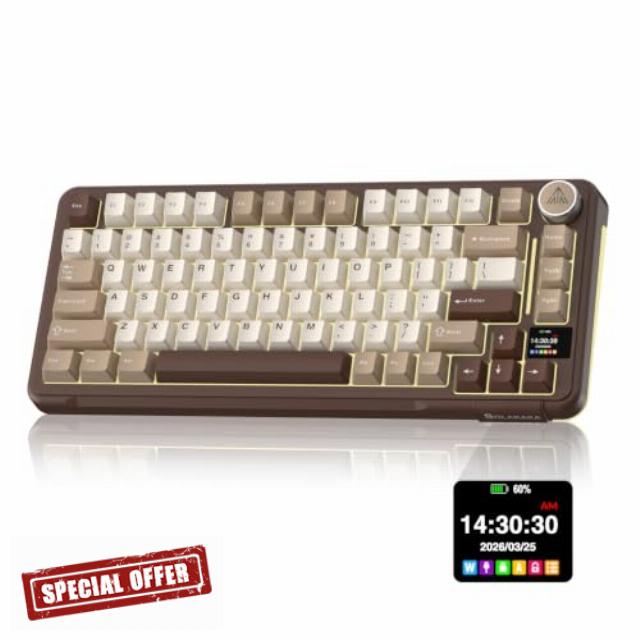 SOLAKAKA A75 PRO Gaming Mechanical Keyboard with Screen and Knob                                                          Tri-Mode Wireless Gaming Keyboard