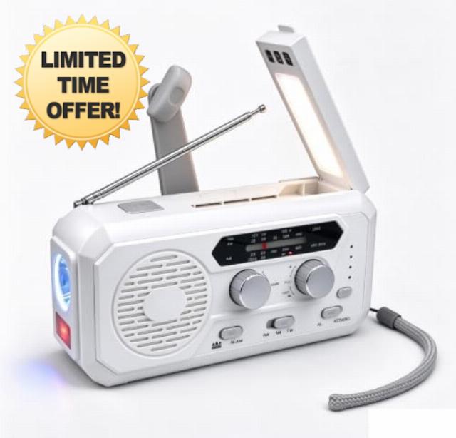 Emergency Radio with Crank and Solar