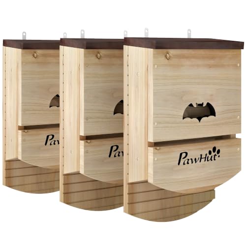 Pack of 3 Wooden Bat Houses for Outdoor