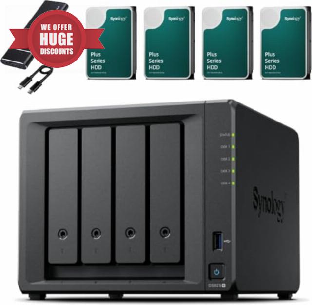 Synology DS925+ 4 Bay NAS Server Bundle (4GB RAM Pre-installed