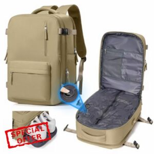 suradar Ryanair Vacuum Backpack Travel Bag with Integrated Pump Khaki                                                          Compression Vacpack Travel Backpack 40x30x20 for Women Men Ryanair Cabin Bags 40x30x20 Underseat for Vueling Wizz Ai