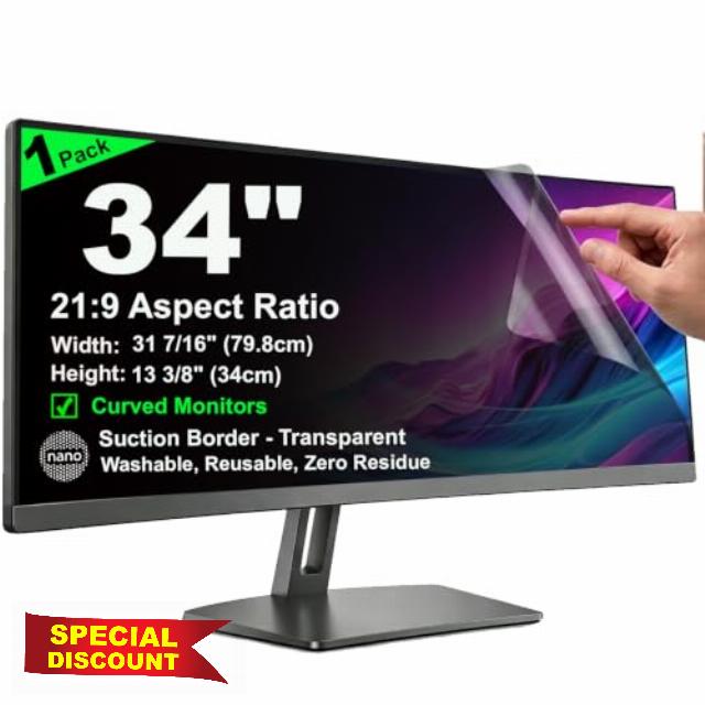 Nano Suction Border Privacy Screen for 34 Inch 21:9 Computer Monitor                                                          79.8x34cm