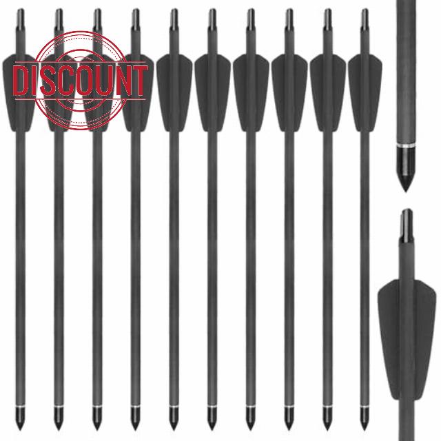12 Pcs 7.5/15 Inch Pure Carbon Crossbow Bolts Spine 350 Crossbow Arrows                                                          with Moon Nocks and 100 Grain Removable Tips for Outdoor Practice hunting