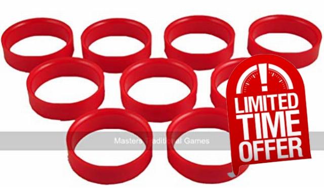 Set 9 Bar Billiards plastic hole lining rings - red