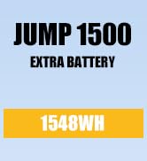 Text reads 'JUMP GOOD' 'EXTRA BATTERY' '640WH'. Product appears to be a portable battery or power bank device shown against a light blue background.