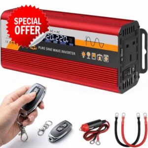 2000W Pure Sine Wave Inverter 12V/24V to 220V — Power Inverter with LCD Display & Remote Switch