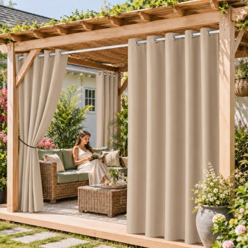 71in Wide Eyelet Panel for Gazebo & Patio Extra-Wide Reduces Heat & UV Rays Pergola Balcony Sunroom Curtains