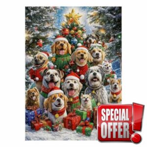 Dog Christmas Tree 1000 Piece Mini Jigsaw Puzzle For Adults Home Decor                                                          70x50cm Cardboard Puzzle Lovers Family Bonding Puzzle Game Birthday Gift Room Orname