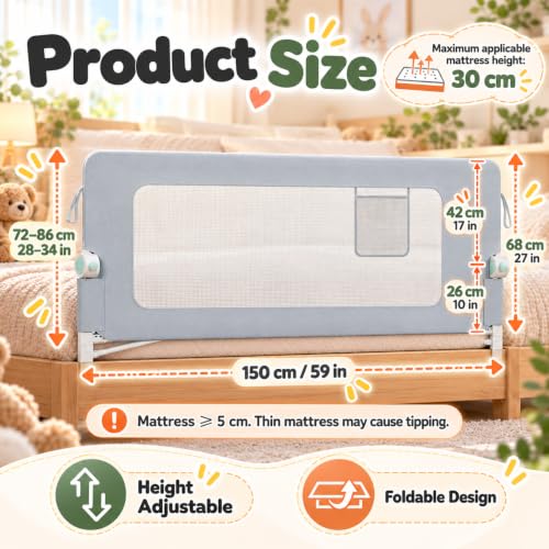 Light Grey Bed Guard for Single Bed