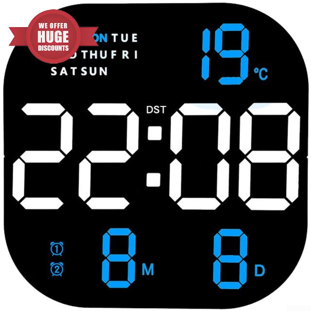 Large LED Digital Clock Auto Dimming Night Light Mode(C)                                                          Clear LED display